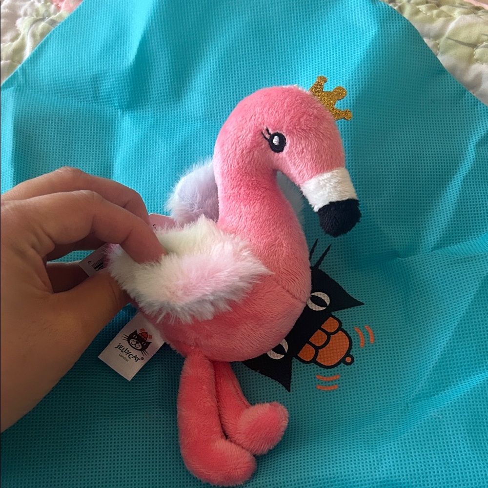 Pink keychain Flamingo with Gold Crown